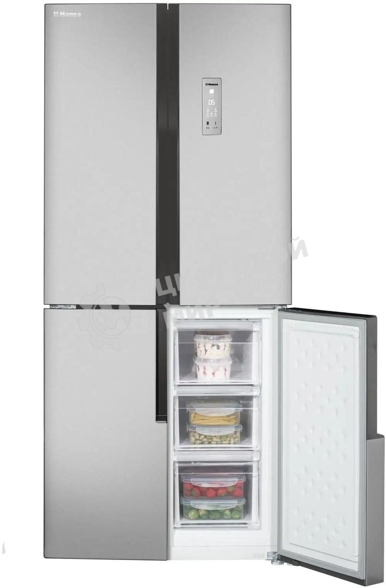 Холодильник Hansa FY418.3DFXC нержавеющая сталь трехкамерный 274/144л морозилка снизу