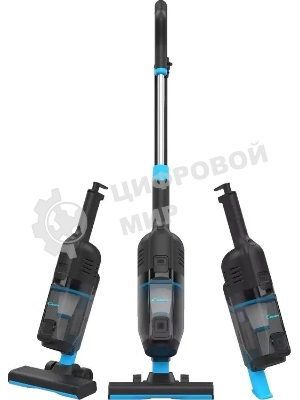 Пылесос вертикальный Candy CVC600B-C черный/голубой, питание от сети, 600 Вт, уборка сухая, пылесборник 0.8 л