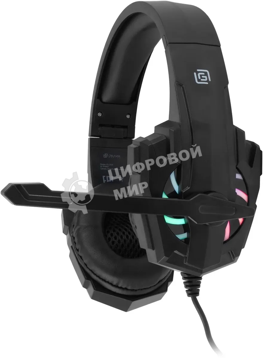 Гарнитура проводная с микрофоном Оклик HS-L355G черный 1.8м мониторные оголовье (1939807)