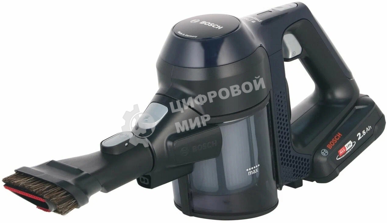 Пылесос вертикальный Bosch Unlimited BCS611P4A POWER FOR ALL 18V синий/черный, питание от аккумулятора, уборка сухая, работа от АКБ max 30 мин