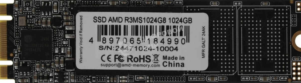 Накопитель SSD AMD Radeon R3MS1024G8, 1 ТБ, M.2 2280, SATA III, R/W 550/500 Мбайт/сек