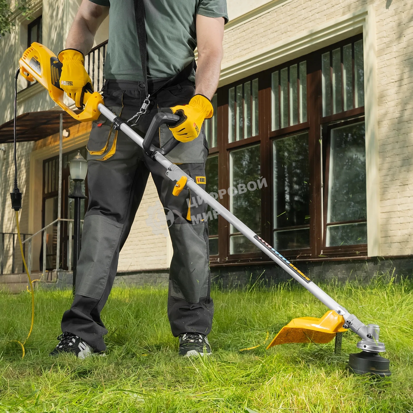 Триммер Denzel TE-1200 220В 1200Вт 7000об/мин Флески 2мм ширина реза 380мм