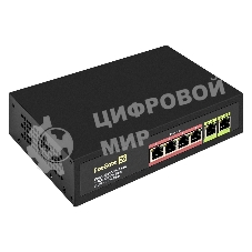 Коммутатор ExeGate EDGS-1006D.4PoE-65W, 4×1 Гбит/с PoE + 2×1 Гбит/с, неуправляемый