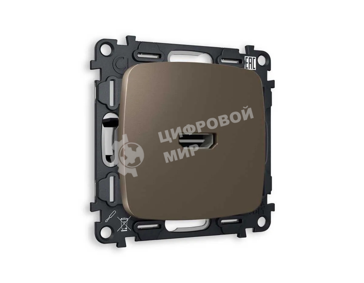 Комплект механизма розетки HDMI 2.0 OMEGA Темная бронза матовый 40V/500mA 2.0GHz 5-18Gbit/s QUANT (OP6440, VM222) MO644010