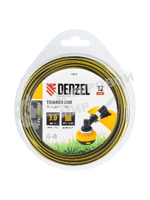 Леска для триммера Denzel двухкомпонентная квадратная, 3,0 мм х 12 м, блистер SkyCutter