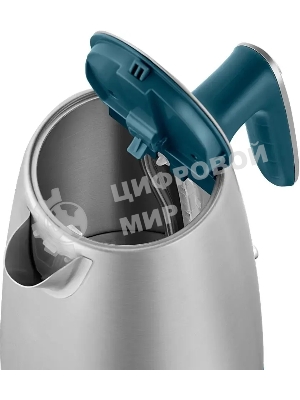 Чайник электрический Kitfort КТ-8725 1.7 л, 2200 Вт, нержавеющая сталь/бирюзовый корпус: нерж.сталь/пластик