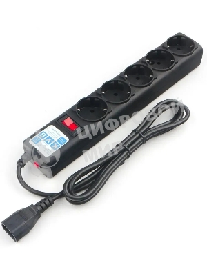 Сетевой фильтр PowerCube, PC 3м, 5р, черный граф. 10А, UPS(C14), SPG5-B3