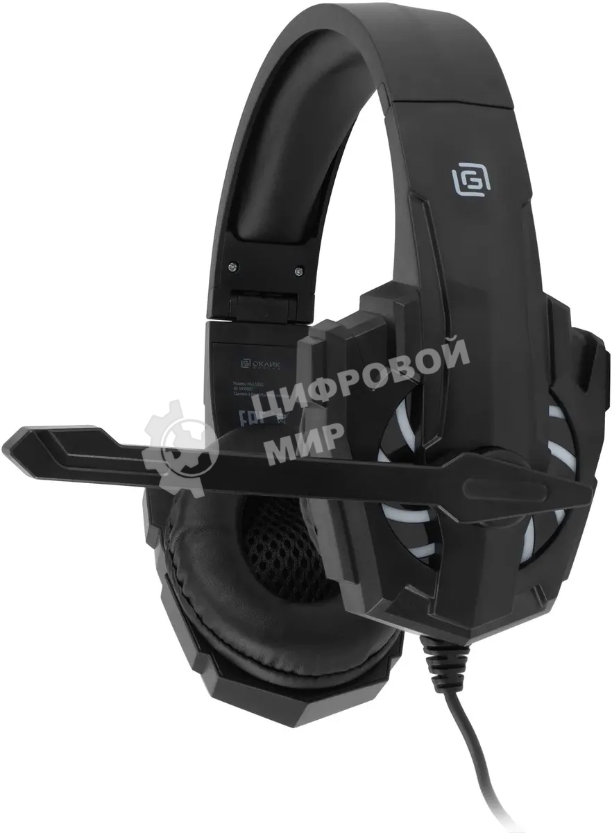 Гарнитура проводная с микрофоном Оклик HS-L355G черный 1.8м мониторные оголовье (1939807)