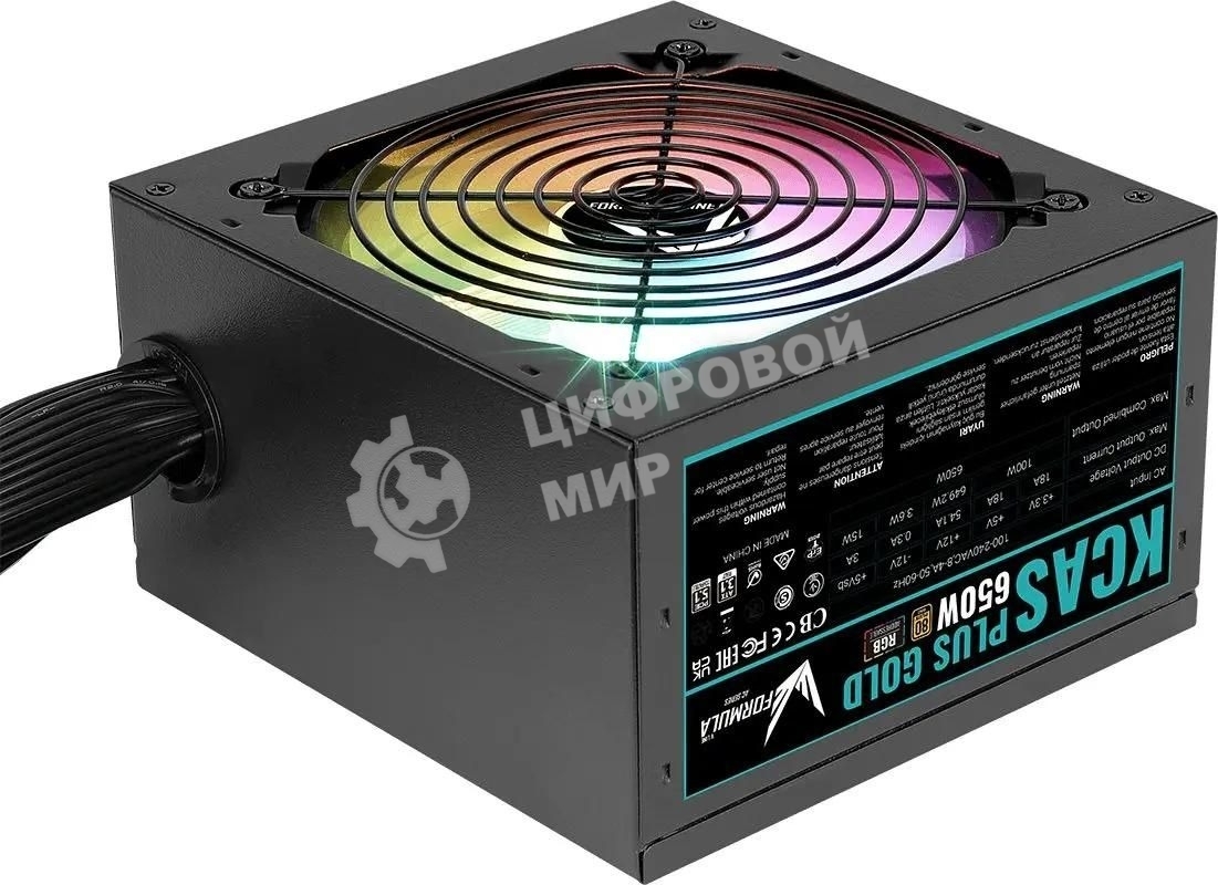 Блок питания Aerocool/Formula KCAS PLUS 650G, Gold 650Вт, 80 PLUS Gold, 120мм, черный