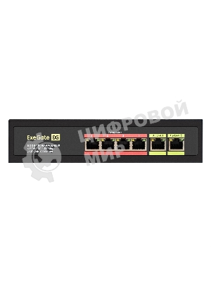 Коммутатор ExeGate EDGS-1006D.4PoE-65W, 4×1 Гбит/с PoE + 2×1 Гбит/с, неуправляемый