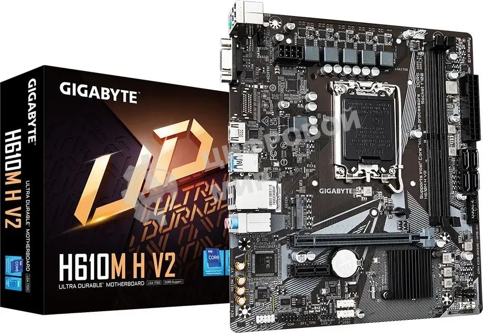 Материнская плата GIGABYTE H610M H V2, LGA1700, Intel H610, 2xDDR5, 4xSATA, 1xM.2, 1xPCIe 4.0 x16, HDMI, D-Sub, 1x1Gb LAN, 3x3.5 мм, 7.1, microATX