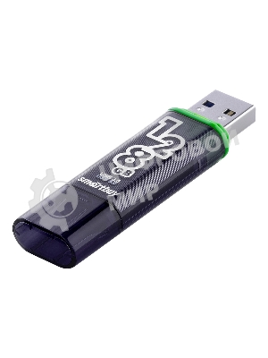 Флешка USB SmartBuy Glossy Dark Grey (SB128GbGS-DG), 128Gb, USB 3.0/3.1, R/W 75/25, черный/зеленый