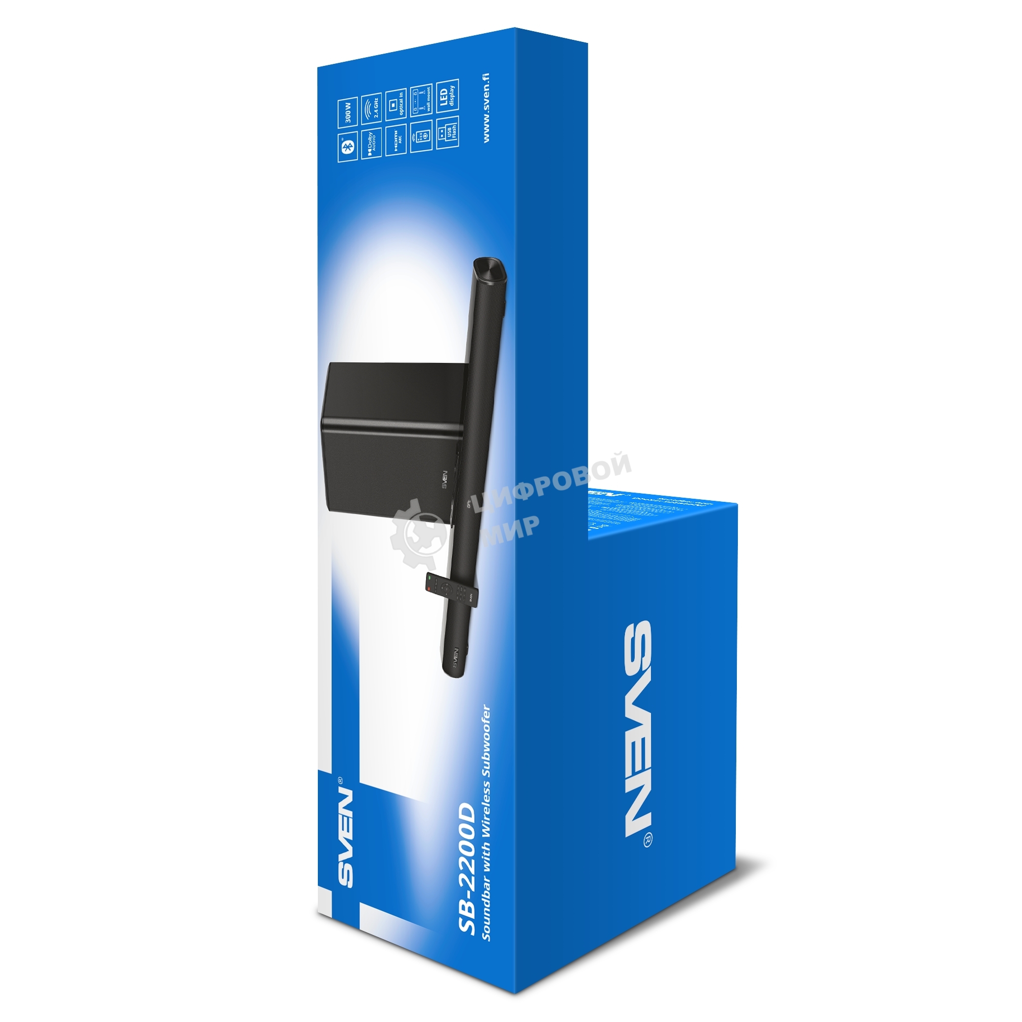 Саундбар Sven SB-2200D черный (2 x 60W, Bluetooth сабвуфер 180W, пульт ДУ, LED-дисплей, HDMI, USB)