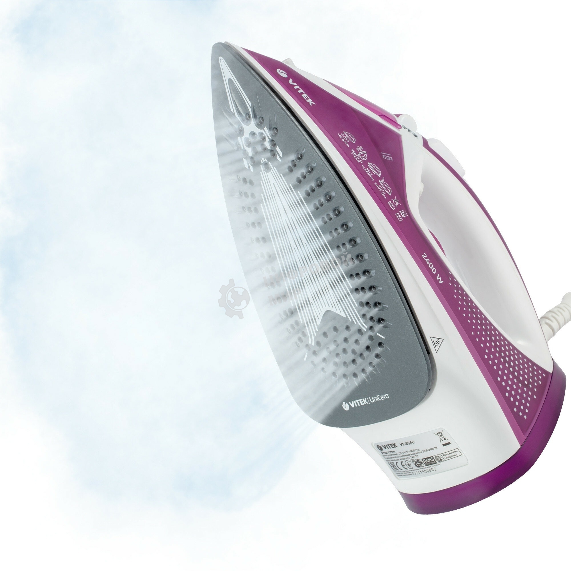 Утюг Vitek VT-8346 2400Вт белый/фиолетовый