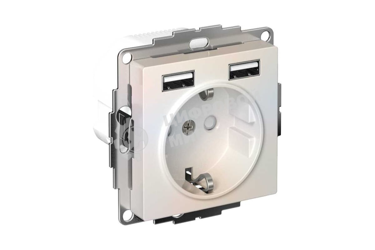 Розетка SE AtlasDesign Жемчуг SO + USB A+A, 5В/2,4А, 2х5В/1,2А, механизм