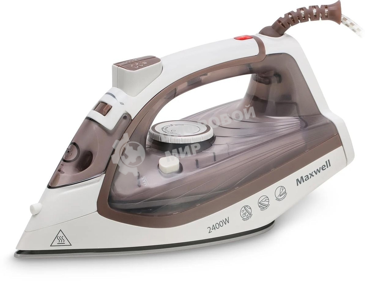 Утюг Maxwell MW-3047, 2400 Вт, белый/коричневый