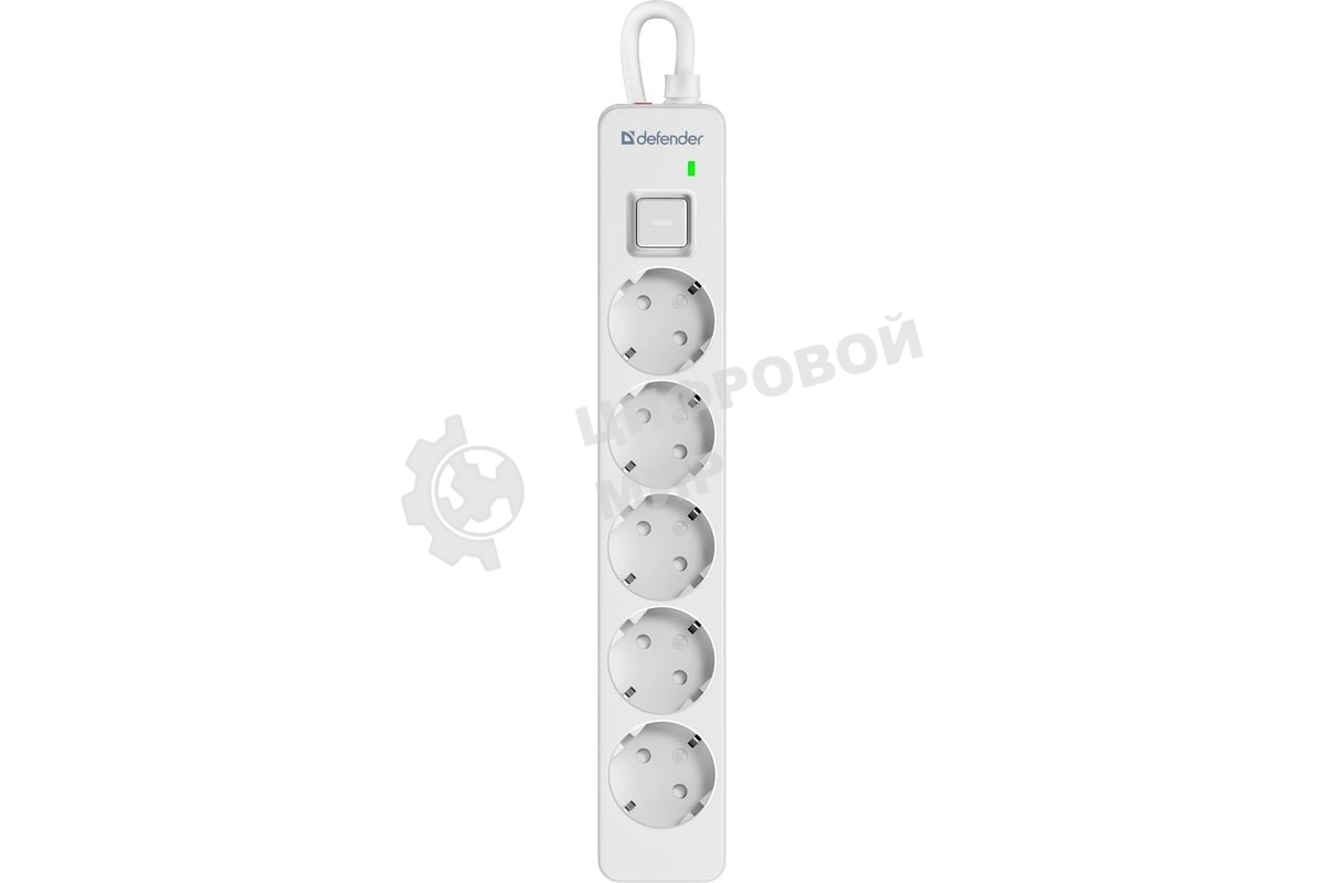 Удлинитель с сетевым фильтром Defender DFS 133, белый, 5 розеток, 3 м.