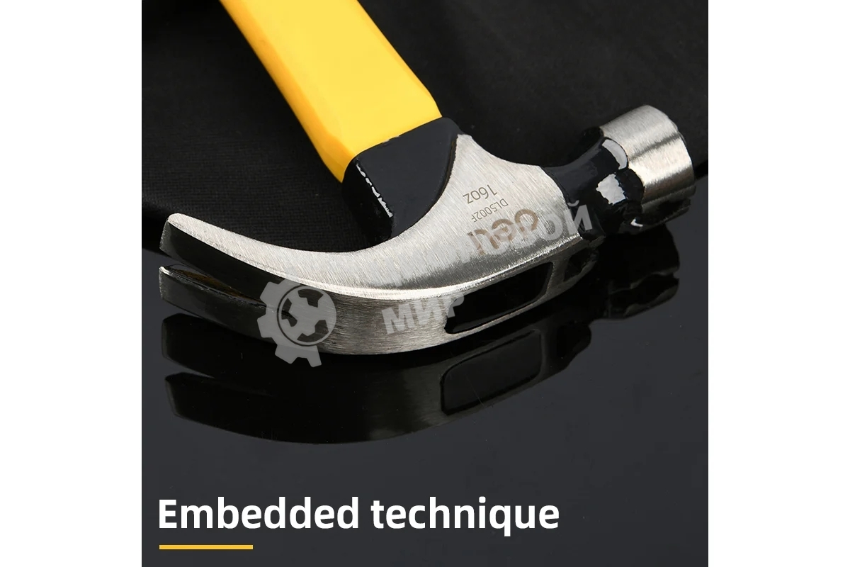 Молоток-гвоздодер Deli DL5002F 450 гр магнит, противоскользящий боек, фиберглассовая рукоять