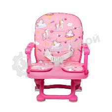 Стульчик для кормления BQ BCH012 Unicorns. Стульчик-бустер BQ BCH012. Гипоалергенные безопасные материалы/Съемный чехол из экокожи. Удобный, устойчив к загрязнению и легко моется/Съемная столешница/Безопасность малыша: устойчивая конструкция, нескользящие ножки, надежная фиксация на стуле, разделитель для ног для дополнительной фиксации/4 уровня высоты/Благодаря своей компактности, легкой сборке и наплечной лямке его можно брать с собой на природу, в гости или путешествие