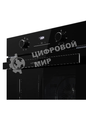 Духовой шкаф Kuppersberg HO 608 Black Glass, High-Tech, 78 л, поворотное управление, дисплей, таймер, 8 режимов, макс. температура 310 градусов, телескопические направляющие (на 1 уровень), цвет черный, цвет фурнитуры черный