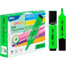 Текстовыделитель Deli EU366-GN Jumbo, скошенный пишущий наконечник, 1-5мм, зеленый