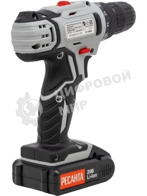 Дрель-шуруповерт Ресанта ДА-20-2ЛК, 20 В, 2 Ач, 55 Нм, щеточный