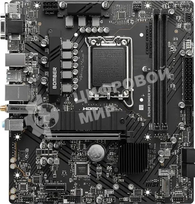 Материнская плата MSI B760M BOMBER WIFI Soc-1700 Intel B760 2xDDR5 mATX AC`97 8ch(7.1) 2.5Gg+VGA+HDMI+DP