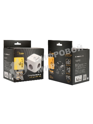 Сетевой фильтр Cablexpert Cube CUBE-3-CU3-W-1.5, 3 р, 10А, 1xType-C PD, 3xUSB, 1.5 м, ур.защиты 4+, белый, коробка