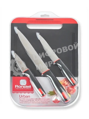 Набор ножей Rondell RD-1010 3 шт с разделочной доской