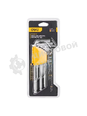 Набор шестигранных ключей с шаром Deli DL3088 9 шт. Размер: 1,5-10 мм. Материал: Cr-V. Шаровой конец. Хромированный.