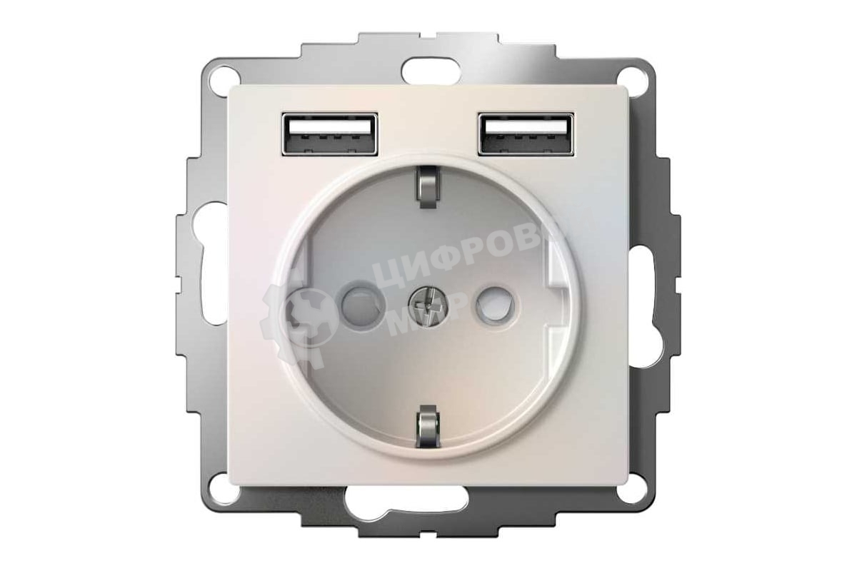 Розетка SE AtlasDesign Жемчуг SO + USB A+A, 5В/2,4А, 2х5В/1,2А, механизм