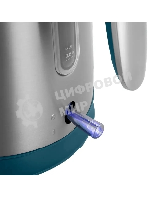 Чайник электрический Kitfort КТ-8725 1.7 л, 2200 Вт, нержавеющая сталь/бирюзовый корпус: нерж.сталь/пластик