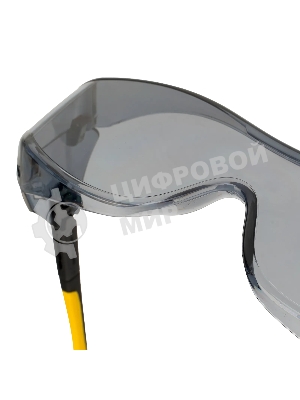 Очки защитные Denzel открытые, поликарбонатные, увеличенная дымчатая линза, регулируемые дужки