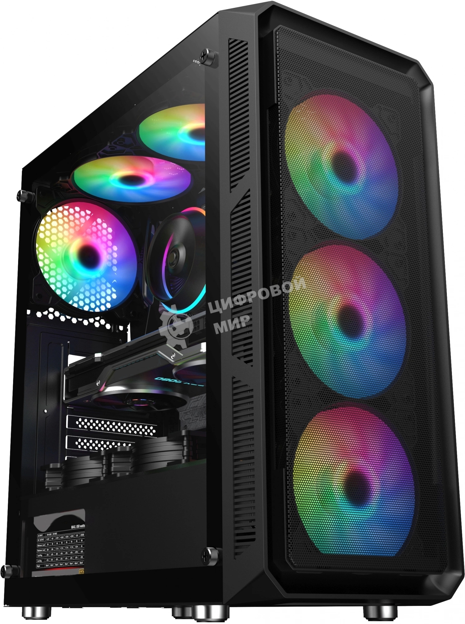 Компьютерный корпус Оклик OCC-MD301 черный без БП ATX 6x120мм 2xUSB2.0 1xUSB3.0 audio bott PSU