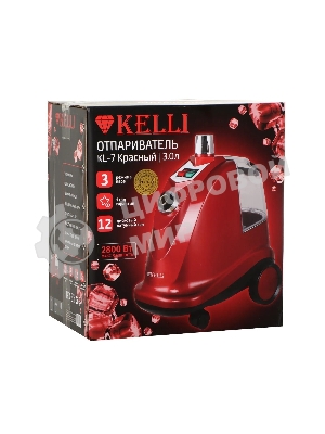 Отпариватель Kelli KL-7 красный, 2800 Вт, 90 г/мин, 3000 мл