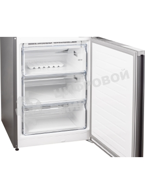 Холодильник Weissgauff CBN2WB1C2 INVERTER тёмно-серый двухкамерный 280/108л морозилка снизу, No Frost