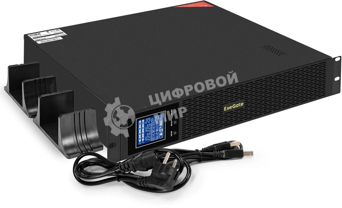 Источник бесперебойного питания ExeGate SinePower UHB-3000.LCD.AVR.8C13.RJ.USB.BC.2U / 3000 ВА / 2400 Вт / 8 x IEC 320 C13