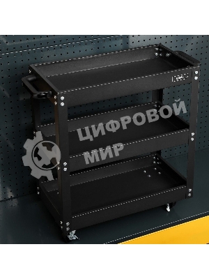 Тележка инструментальная трехсекционная на колесах Deli DL433013 510x260x580мм, до 90кг, толщина полки 0,6мм, толщина стойки 1мм