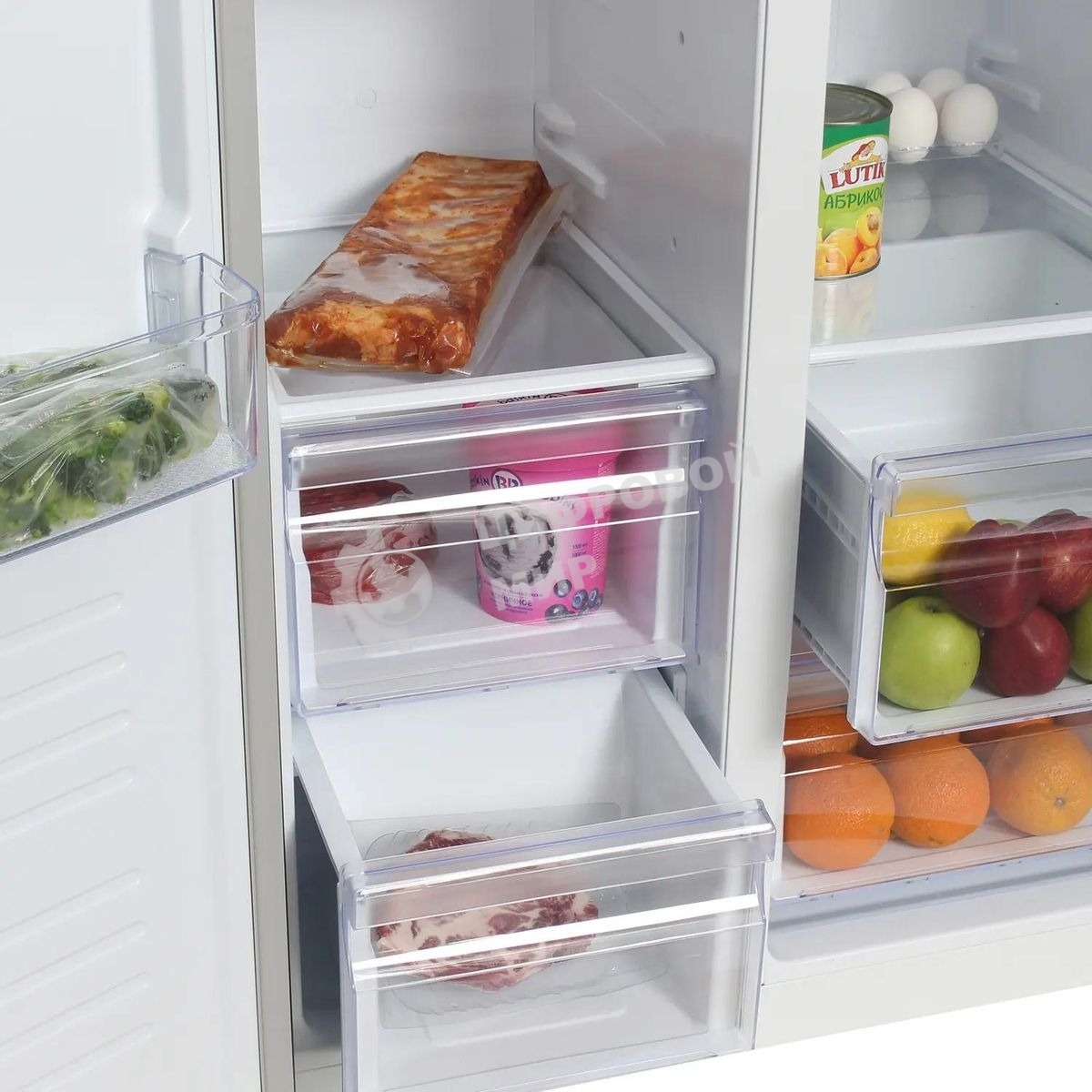 Холодильник Hyundai CS4505F черная сталь двухкамерный Side by Side 271/165л морозилка сбоку