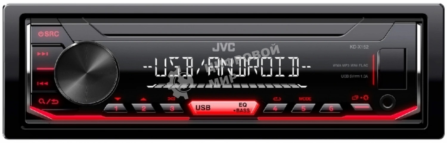 Автомагнитола JVC KD-X152M, 1 DIN, USB Type-A, AUX, съёмная панель