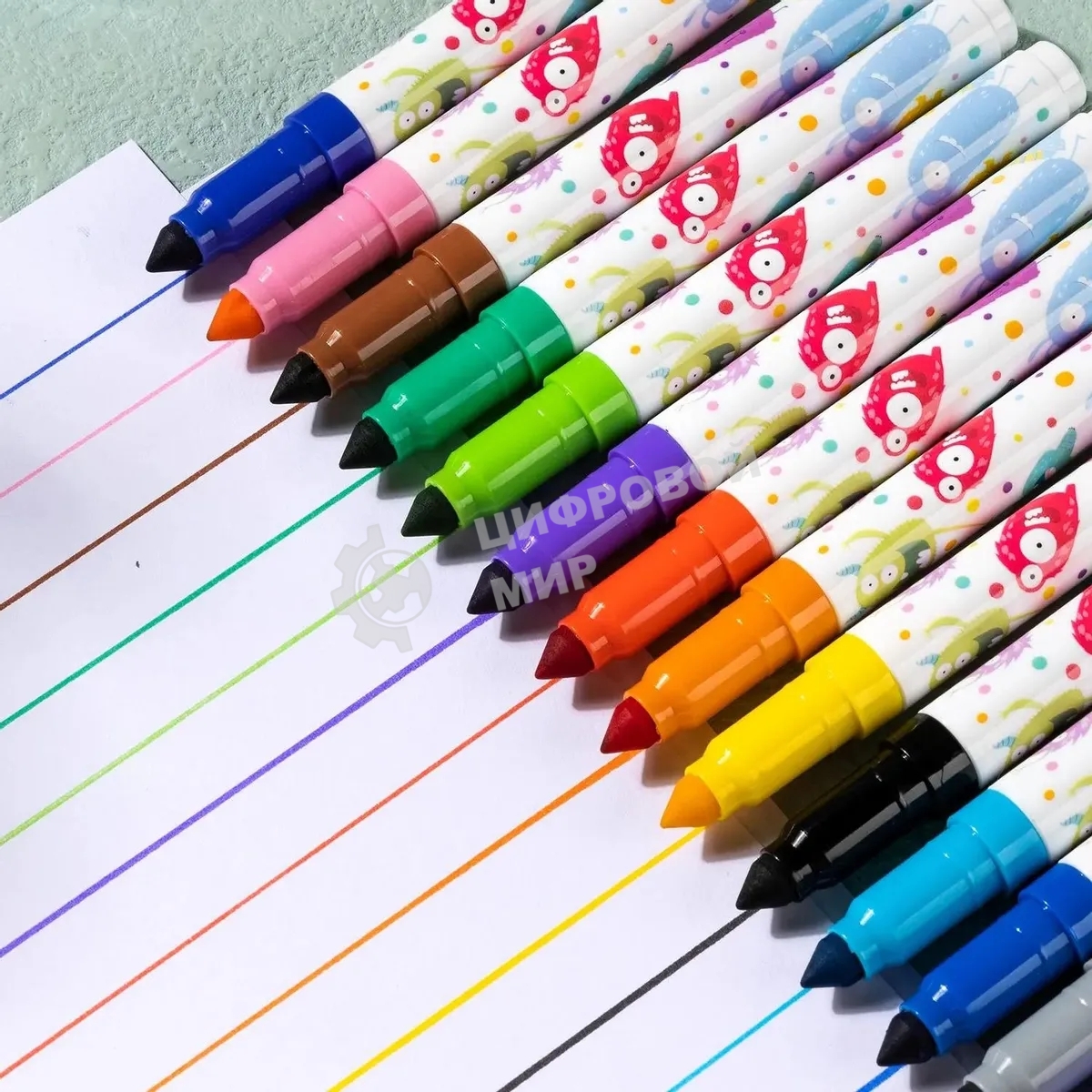 Фломастеры Deli EC155-24, пулевидный пишущий наконечник, 24 цвета, коробка с европодвесом