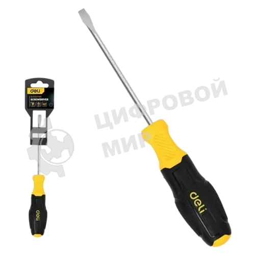 Отвертка шлицевая Deli DL6330751N 3х75мм сталь Cr-V, двухкомпонентная прорезиненная рукоять