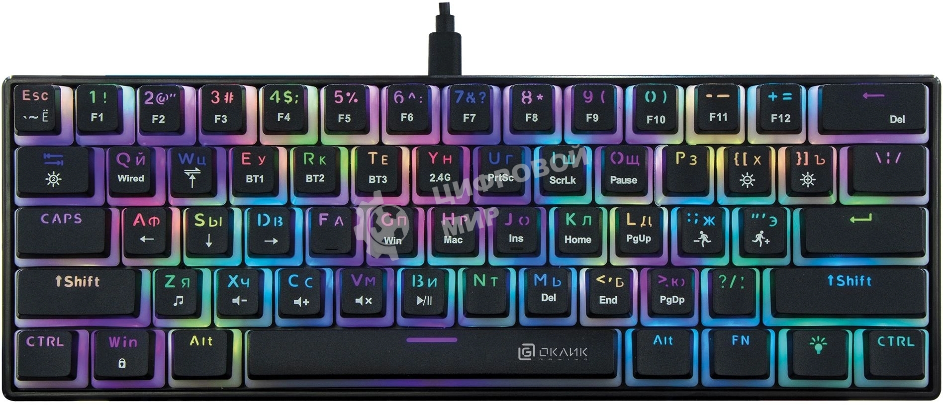 Клавиатура беспроводная Oklick K763W механическая черный USB BT/Radio Multimedia for gamer LED (1920548)