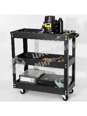 Тележка инструментальная трехсекционная на колесах Deli DL433013 510x260x580мм, до 90кг, толщина полки 0,6мм, толщина стойки 1мм