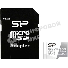 Флеш карта microSD 128Gb Silicon Power Superior Pro A2 microSDXC Class 10 UHS-I U3 Colorful 100/80 Mb/s (SD адаптер)