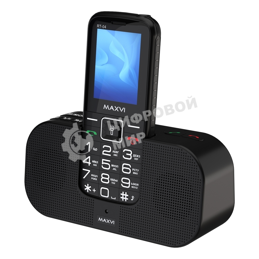 Мобильный телефон Maxvi RT-04 + док-станция, черный