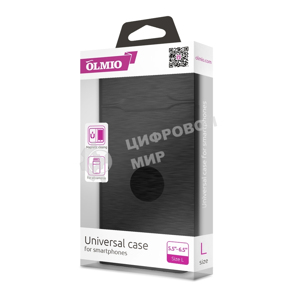 Чехол-книжка универсальный для смартфонов OLMIO р.L, 5.5