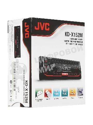 Автомагнитола JVC KD-X152M, 1 DIN, USB Type-A, AUX, съёмная панель