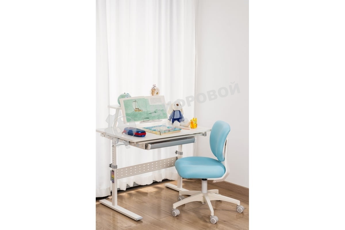 Кресло детское Cactus CS-CHR-3594BL голубой, крестов. пластик белый