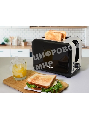 Тостер OURSSON TS2120/BL черный, 930 Вт